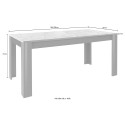 Moderne eettafel woonkamer 180x90cm hoogglans wit Athon Prisma Afmetingen
