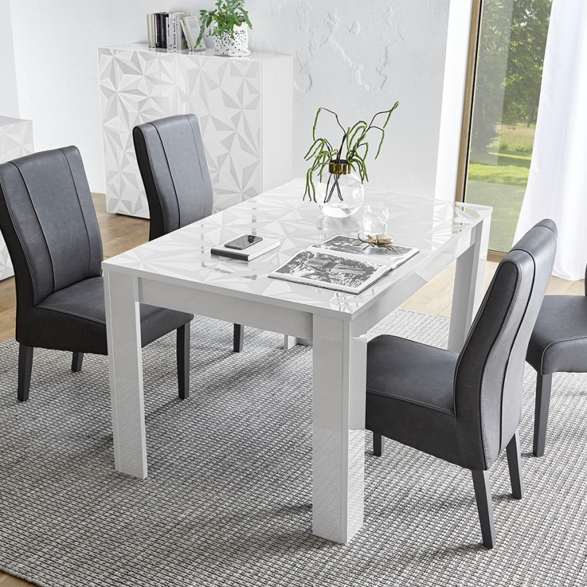 Table à manger extensible blanc brillant 90x137-185cm Most Prisma Promotion Table à manger extensible blanc brillant 90x137-185cm Most Prisma Promotion