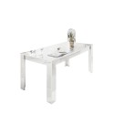Table de salle à manger de salon 180x90cm blanc brillant moderne Athon Prisma Offre