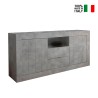 Buffet moderne salon 2 portes 2 tiroirs gris ciment Urbino Ct L Vente