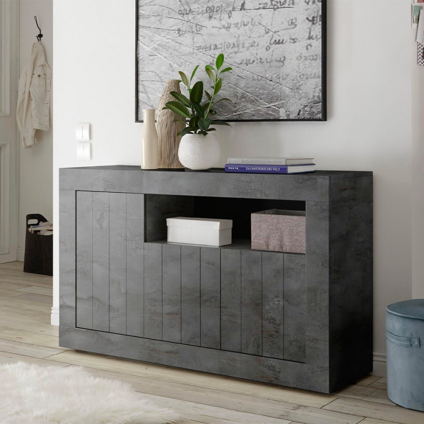 Moderne zwarte buffetkast met 3 deuren Urbino Ox M voor woonkamer Aanbieding Moderne zwarte buffetkast met 3 deuren Urbino Ox M voor woonkamer Aanbieding