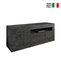 Meuble TV noir 138cm 3 portes salon moderne Jaor Ox Urbino Vente