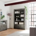 Moderne zwarte wandkast voor woonkamer met 3 planken en 2 deuren Wally Ox Korting