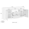 Witte glanzende dressoir met 2 deuren en 2 lades cementlook Doppel LBC Kortingen