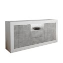 Witte glanzende dressoir met 2 deuren en 2 lades cementlook Doppel LBC Aanbod