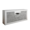Witte glanzende dressoir met 2 deuren en 2 lades cementlook Doppel LBC Aanbod