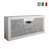 Witte glanzende dressoir met 2 deuren en 2 lades cementlook Doppel LBC Verkoop