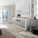 Buffet de salon 2 portes 2 tiroirs blanc brillant béton Doppel LBC Remises