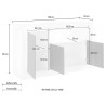 Buffet de salon design moderne 3 portes gris ciment noir Doppel MCX Remises