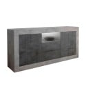 Bahut moderne salon béton noir 2 portes 2 tiroirs Doppel LCX Offre