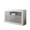Buffet de salon 3 portes 138cm blanc brillant et béton Doppel MBC Offre