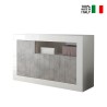 Buffet de salon 3 portes 138cm blanc brillant et béton Doppel MBC Vente