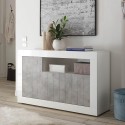 Buffet de salon 3 portes 138cm blanc brillant et béton Doppel MBC Promotion