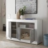 Buffet de salon 3 portes 138cm blanc brillant et béton Doppel MBC Remises