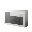 Buffet moderne 3 portes séjour blanc brillant noir Doppel MBX Offre