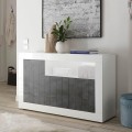 Buffet moderne 3 portes séjour blanc brillant noir Doppel MBX Promotion