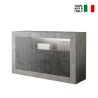Buffet de salon design moderne 3 portes gris ciment noir Doppel MCX Vente