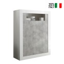 Buffet haut séjour 144cm blanc laqué effet béton moderne Sior BC Vente