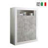Buffet haut séjour 144cm blanc laqué effet béton moderne Sior BC Vente
