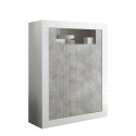 Buffet haut séjour 144cm blanc laqué effet béton moderne Sior BC Offre