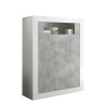 Buffet haut séjour 144cm blanc laqué effet béton moderne Sior BC Offre