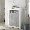Buffet haut séjour 144cm blanc laqué effet béton moderne Sior BC Promotion