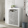 Buffet haut séjour 144cm blanc laqué effet béton moderne Sior BC Promotion