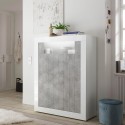 Buffet haut séjour 144cm blanc laqué effet béton moderne Sior BC Remises