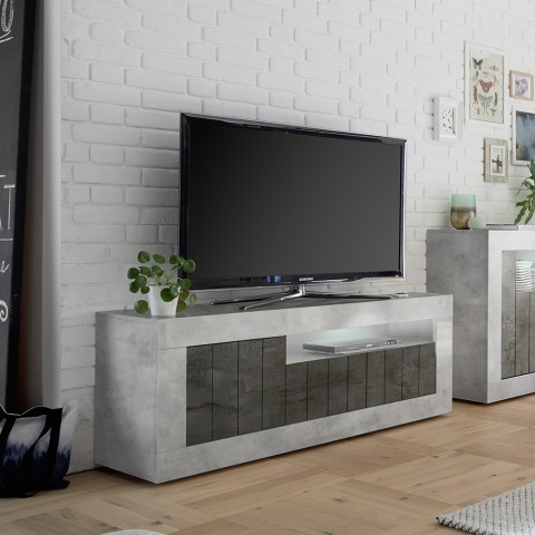 Woonkamer TV-meubel met 3 moderne deuren met betoneffect zwart Jaor CX Aanbieding