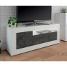 Meuble TV design moderne 138 cm 3 portes blanc brillant noir Jaor BX Remises
