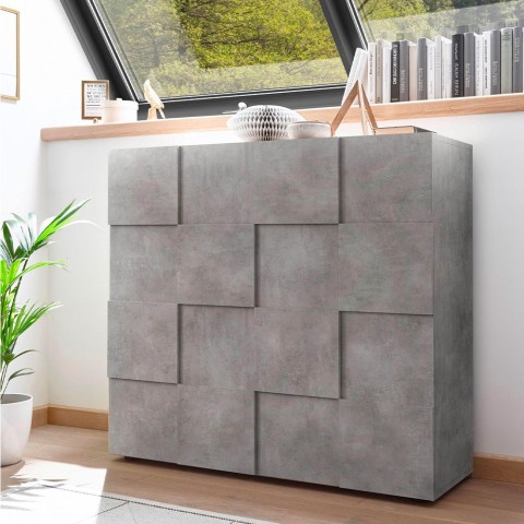 Buffet de cuisine moderne en béton 2 portes design damier Dama Lola Ct Promotion