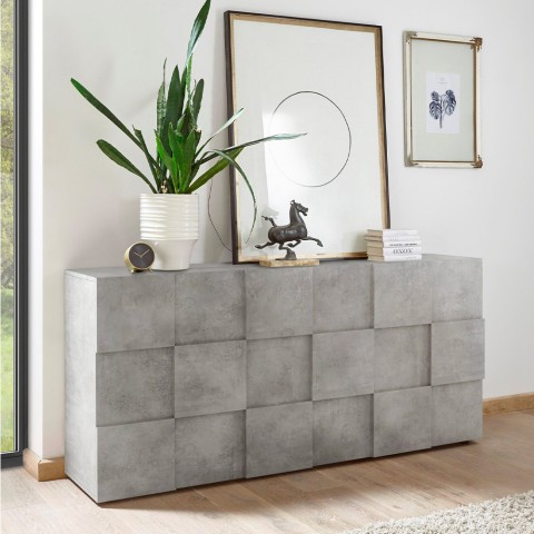 Dressoir opbergkast woonkamer met 3 deurtjes grijs beton Dama Ct S Aanbieding