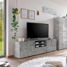 Meuble TV 2 portes et tiroir effet béton design damier Tecum Ct Dama Remises