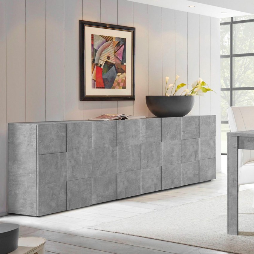 Buffet de séjour 4 portes 241 cm gris ciment Dama Ct L Promotion