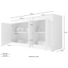 Moderne dressoir woonkamer met 3 deuren in hoogglans wit en beton Modis BC Basic Voorraad