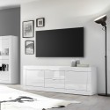 TV-meubel 2 deuren 2 laden modern 210cm wit hoogglans Visio Wh Kortingen