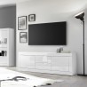 Moderne tv-meubel met 2 deuren en 2 lades 210 cm hoogglans wit Visio Wh Kortingen