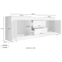 Moderne tv-meubel met 2 deuren en 2 lades 210 cm hoogglans wit Visio Wh Voorraad