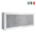 Moderne woonkamer dressoir 4 deuren wit hoogglans beton 207cm Altea BC Verkoop