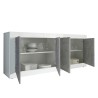 Moderne woonkamer dressoir 4 deuren wit hoogglans beton 207cm Altea BC Korting