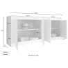 Moderne woonkamer dressoir 4 deuren wit hoogglans beton 207cm Altea BC Model