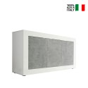 Moderne dressoir woonkamer met 3 deuren in hoogglans wit en beton Modis BC Basic Verkoop