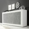 Moderne dressoir woonkamer met 3 deuren in hoogglans wit en beton Modis BC Basic Kortingen