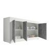 Moderne dressoir woonkamer met 3 deuren in hoogglans wit en beton Modis BC Basic Korting