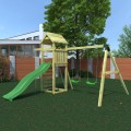 Aire de jeux enfants jardin corde d'escalade toboggan balançoires Gaia Promotion