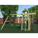 Aire de jeux enfants jardin corde d'escalade toboggan balançoires Gaia Catalogue