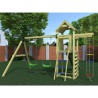 Aire de jeux enfants jardin corde d'escalade toboggan balançoires Gaia Catalogue