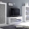 Meuble TV mobile moderne blanc brillant gris ciment Diver BC Basic Réductions