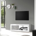 Meuble TV mobile moderne blanc brillant gris ciment Diver BC Basic Catalogue