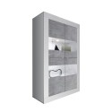 Vitrine séjour moderne 4 portes blanc brillant ciment Tina BC Basic Offre